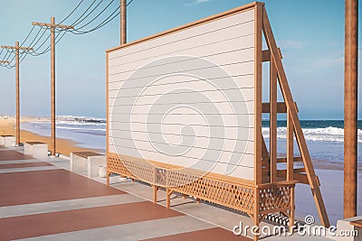 Empty deck beach banner side Stock Photo