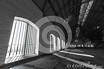 An empty desolate industrial building inside Stock Photo