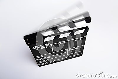 Empty directors board or clapboard with moving clapper Stock Photo