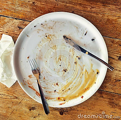 Empty dirty plate Stock Photo