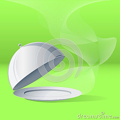 Empty dish with a raised lid Vector Illustration