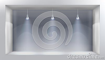 Empty display window. Vector illustration. Cartoon Illustration