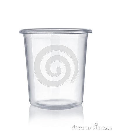 Empty disposable plastic shot glass Stock Photo