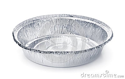 Empty disposable round aluminium food foil container Stock Photo