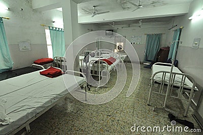 Empty dormitory in a clinic in Bihar, India Stock Photo