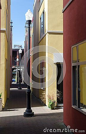 Empty Dragon Alley in Victoria downtown Stock Photo