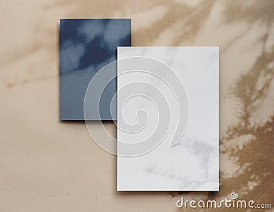 Empty eco paper sheets brown bg shadow overlay Stock Photo