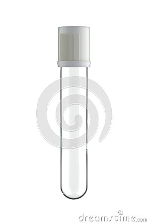 Empty EDTA Vacuum Blood Test Tube with White Colorless Cap Isolated on White. Stock Photo