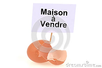 House sign for sale written in French Stock Photo