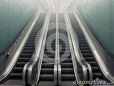 The empty escalator. Generative AI Stock Photo