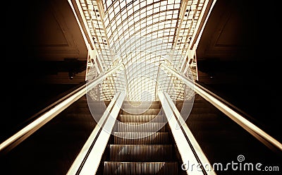 Empty escalator stairs Stock Photo