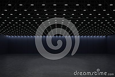 Empty exhibition hall center, convention hall for expo fair trade show booth, 3D rendering Stock Photo