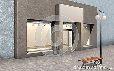 Empty facade shop for your edit Cartoon Illustration