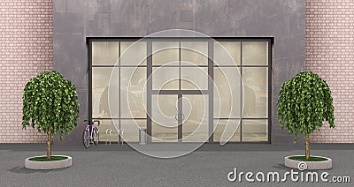 Empty facade shop for your edit; 3d illustration Cartoon Illustration