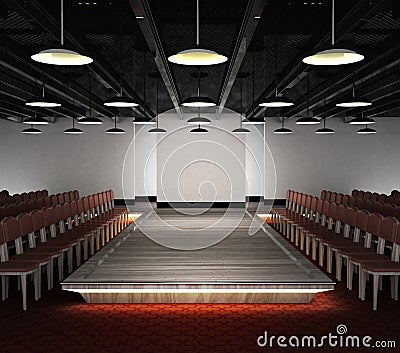 Empty fashion exhibition podium with lighting Cartoon Illustration
