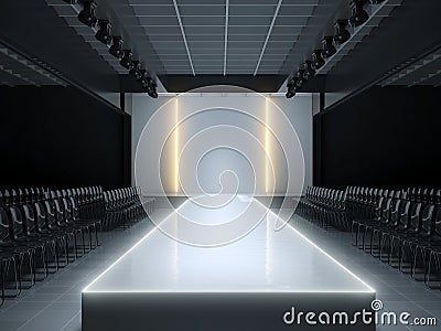 Empty fashion runway podium stage Cartoon Illustration