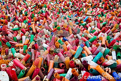 Empty fired shotgun shells Stock Photo