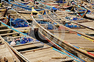 Fisher boats in the harbor of Lome in Togo Stock Photo