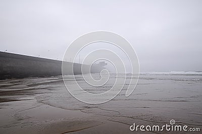 Empty foggy beach Stock Photo