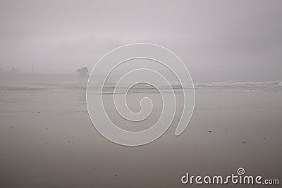 Empty foggy beach Stock Photo