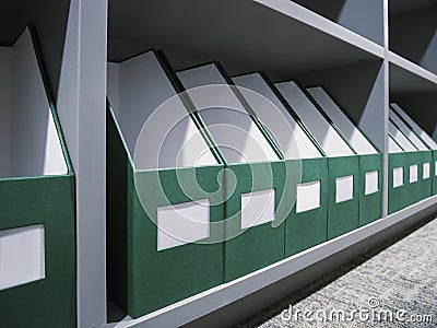 Empty folder file on shelf in office document storage room Stock Photo