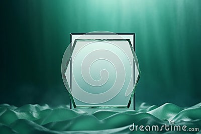 Empty frame mirror mockup underwater on ocean waves Stock Photo