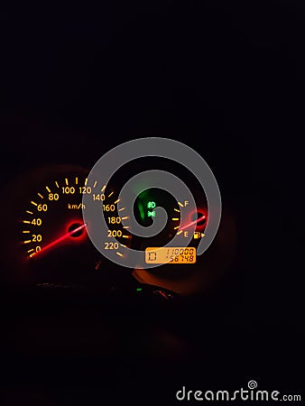 Empty fuel indicator at the car Stock Photo
