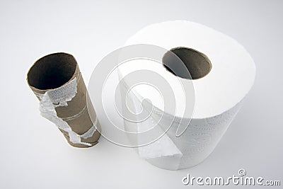 Empty and Full Toilette Paper Rolls Stock Photo