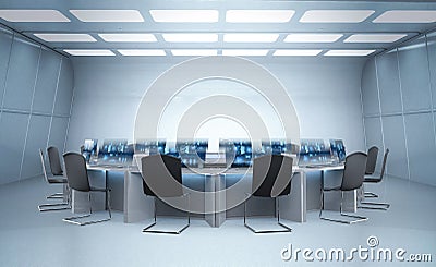 Empty futuristic workspace Stock Photo