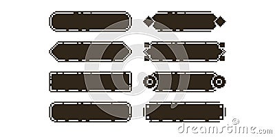 empty game user horizontal interface black frames in pixel art retro platformer style Vector Illustration