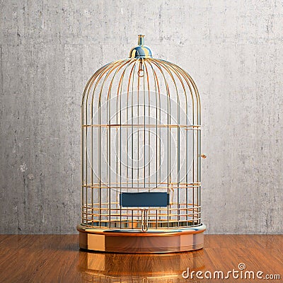 Empty gilded cage Stock Photo