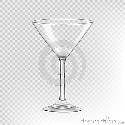 Empty glass for alcoholic beverages, transparent glass Vector Illustration