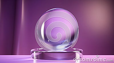 Empty glass ball on a purple background. 3d rendering mock up Stock Photo