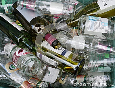 Empty glass bottles and jars Editorial Stock Photo