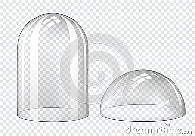 Empty glass dome, transparent bell jar Vector Illustration