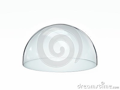 Empty glass dome, transparent hemisphere cover 3d rendering Cartoon Illustration