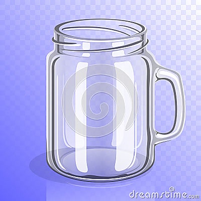 Empty glass jar with handle Vector Illustration