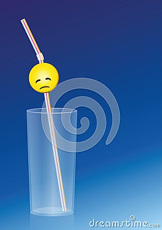 Empty Glass Weary Straw Vector Illustration