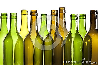 Empty Glass Wine Bottles Stock Photo