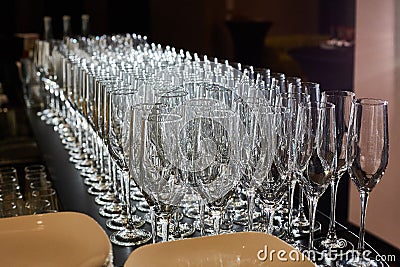 Empty glasses of champagne softdrink, soda and wine Stock Photo