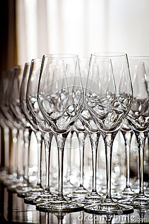 Empty glasses setting in restaurant Stock Photo