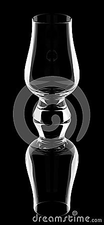 Empty glencairn whisky glass with reflection isolated on a black background Cartoon Illustration