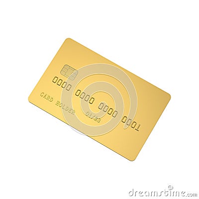 Empty Golden Credit Card Isolated on White. Stock Photo