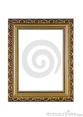 Empty golden frame for picture or portrait Stock Photo