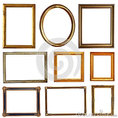 Empty golden frames Stock Photo