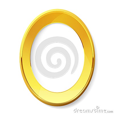 Empty golden picture frame. Vector Illustration