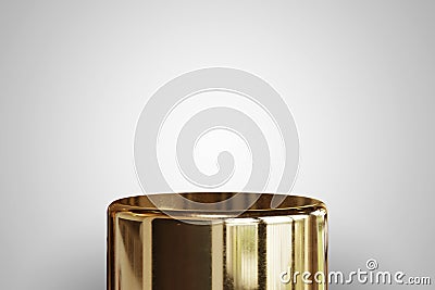 Empty golden podium on white background. Best for product presentation. 3d rendered round pedestal. Stock Photo