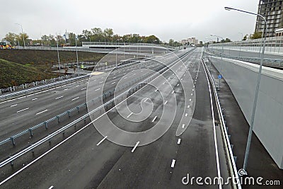 Empty gray highway, outgoing to the horizon. Soft focus. Stock Photo