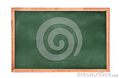 Empty green chalkboard texture hang on the white wall. double frame from green board and white background. Stock Photo