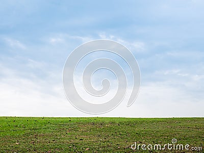 Empty Green Hills and Blue Sky with Clouds Stock Photo